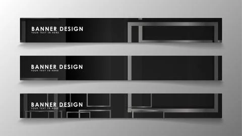 Banners of abstract geometric and rectangular patterns with black and white g 스톡 일러스트