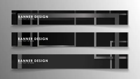 Banners of abstract geometric and rectangular patterns with black and white g 스톡 일러스트