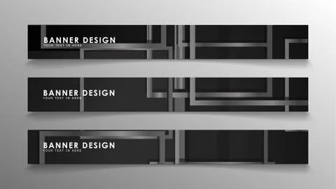 Banners of abstract geometric and rectangular patterns with black and white g Illustrazione stock