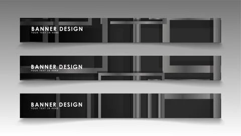 Banners of abstract geometric and rectangular patterns with black and white g 스톡 일러스트