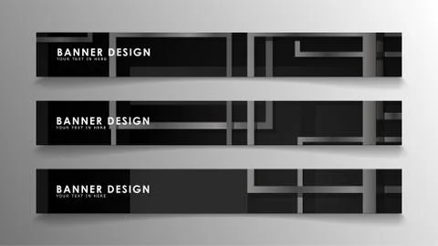 Banners of abstract geometric and rectangular patterns with black and white g 스톡 일러스트