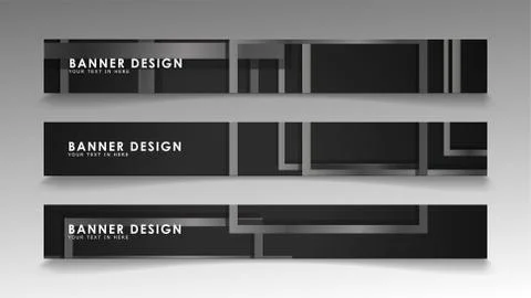 Banners of abstract geometric and rectangular patterns with black and white g 스톡 일러스트