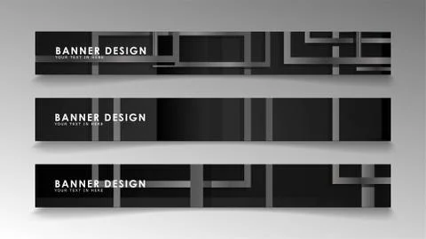 Banners of abstract geometric and rectangular patterns with black and white g 스톡 일러스트