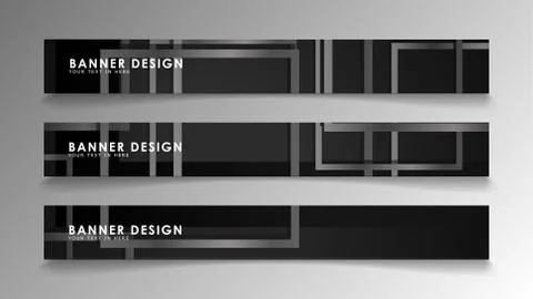Banners of abstract geometric and rectangular patterns with black and white g 스톡 일러스트