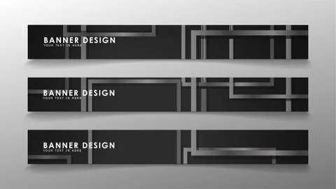 Banners of abstract geometric and rectangular patterns with black and white g Illustrazione stock