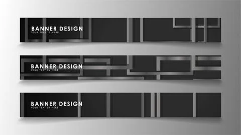 Banners of abstract geometric and rectangular patterns with black and white g 스톡 일러스트