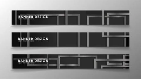 Banners of abstract geometric and rectangular patterns with black and white g 스톡 일러스트