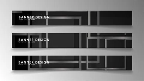 Banners of abstract geometric and rectangular patterns with black and white g 스톡 일러스트