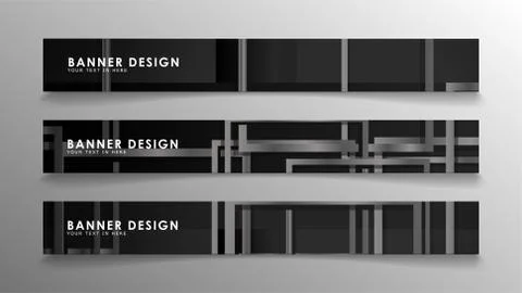 Banners of abstract geometric and rectangular patterns with black and white g 스톡 일러스트