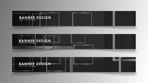 Banners of abstract geometric and rectangular patterns with black and white g 스톡 일러스트