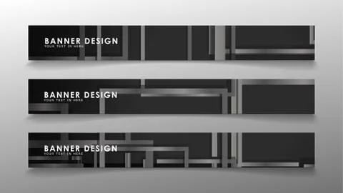 Banners of abstract geometric and rectangular patterns with black and white g 스톡 일러스트