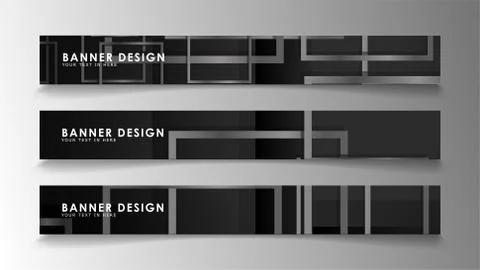 Banners of abstract geometric and rectangular patterns with black and white g 스톡 일러스트