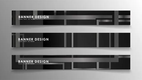 Banners of abstract geometric and rectangular patterns with black and white g 스톡 일러스트