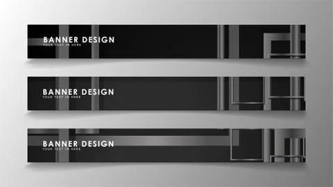 Banners of abstract geometric and rectangular patterns with black and white g 스톡 일러스트