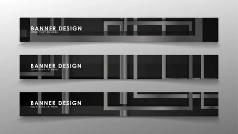 Banners of abstract geometric and rectangular patterns with black and white g 스톡 일러스트