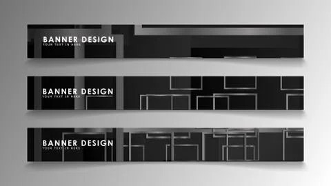 Banners of abstract geometric and rectangular patterns with black and white g 스톡 일러스트