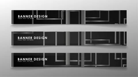 Banners of abstract geometric and rectangular patterns with black and white g 스톡 일러스트
