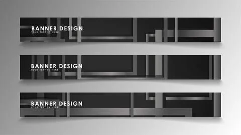 Banners of abstract geometric and rectangular patterns with black and white g Illustrazione stock