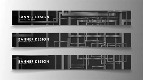 Banners of abstract geometric and rectangular patterns with black and white g 스톡 일러스트