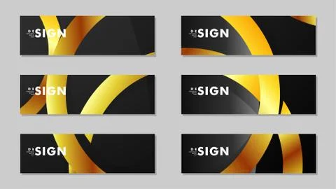 Banners with abstract metal vector backgrounds with luxurious shiny gold circ Stock Illustration