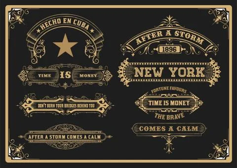 Banners and frame set Stock Illustration