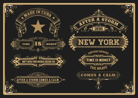 Banners and frame set Stock Illustration