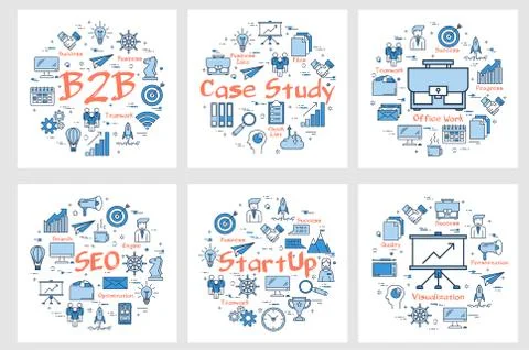 Banners - b2b concept, case study, startup and seo Stock Illustration