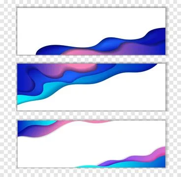 Banners. Background with blue abstract multilayered wavy pattern. Paper art Illustrazione stock