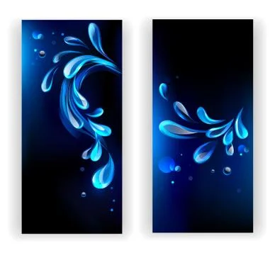 Banners with blue drops Stock Illustration