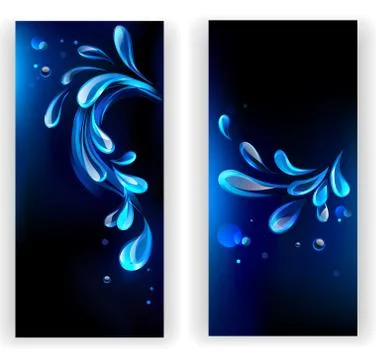 Banners with Blue Drops Illustrazione stock