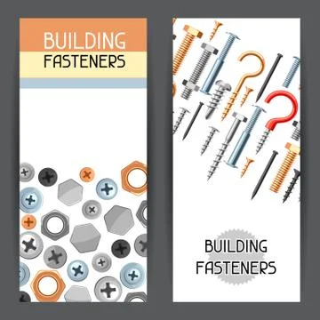 Banners with bolts nuts nails. Stock Illustration