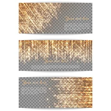 Banners with bright golden rays Stock Illustration