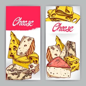 Banners with cheeses Stock-Illustration