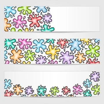 Banners with colored ink blots Stock Illustration