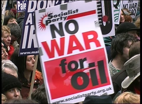 Banners &amp; Crowds Anti-War Protest London  15th February 2003 Stock Footage 238028936