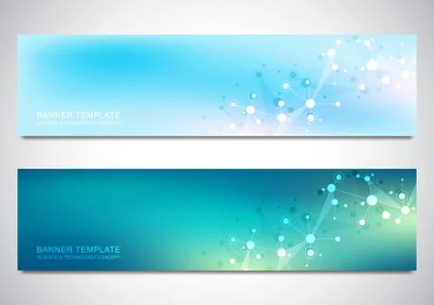 Banners design template with molecules background and neural network. Science Stock Illustration