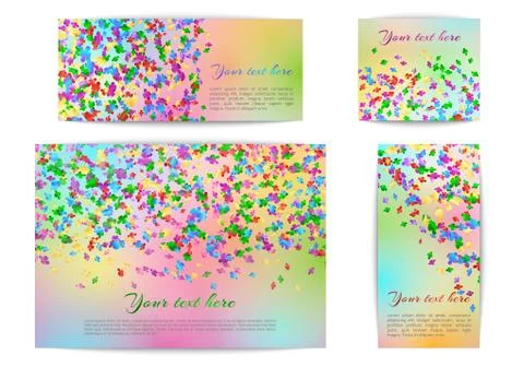 Banners of different sizes with confetti Stock Illustration