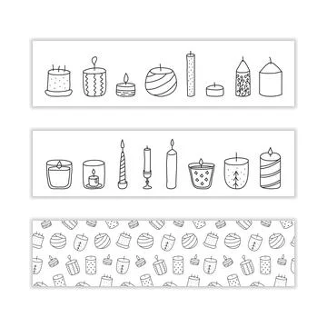 Banners with doodle candles. Stock Illustration