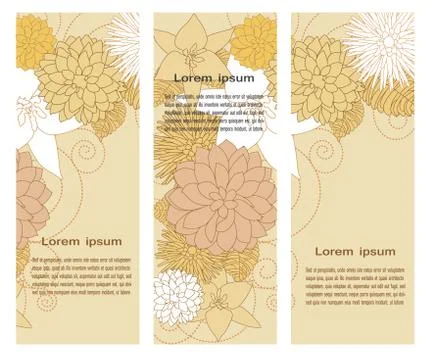 Banners with floral beige elements Stock Illustration