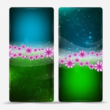 Banners with flowers 스톡 일러스트