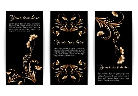 Banners with gold foil Stock Illustration