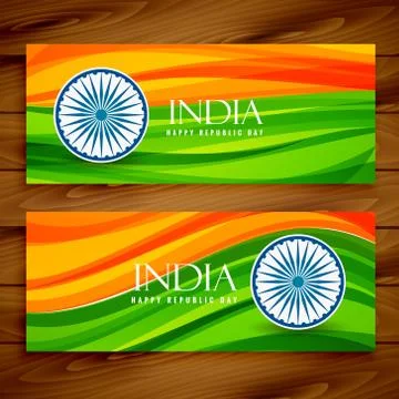 Banners of indian flags Stock Illustration