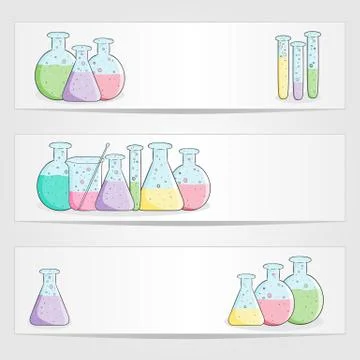 Banners with laboratory test tubes Stock Illustration