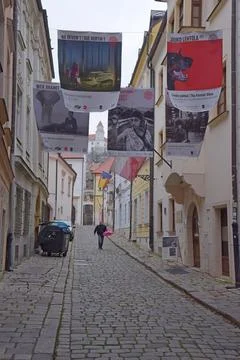 Banners for the Mesiac Fotographie photography Festival, Bratislava Stock Photos