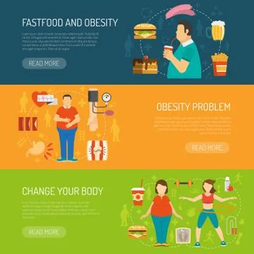 Banners Obesity Concept Stock Illustration