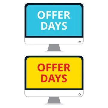 Banners of offer days in the screens of  computer monitors Stock Illustration
