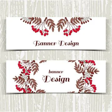 Banners With Red Berries Stock Illustration
