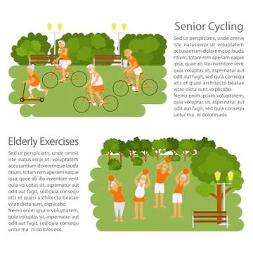 Banners of Retired elderly senior age couple Stock Illustration