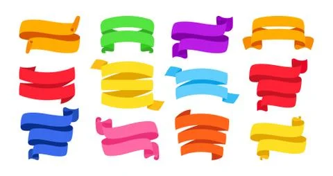 Banners ribbon set decorative icons tape vector Stock Illustration