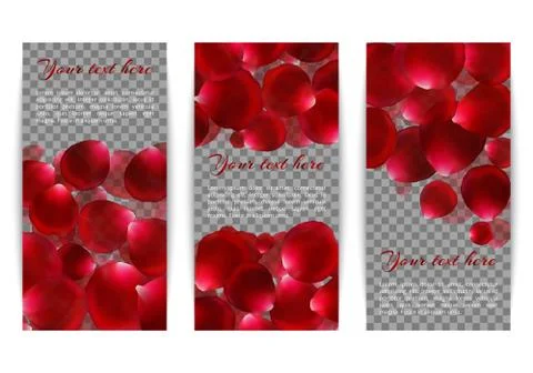 Banners with rose petals Stock Illustration
